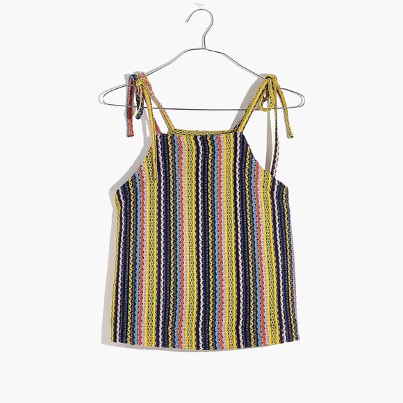 NWT Madewell Texture & Thread Tie-Shoulder Tank Top in Rainbow Crochet - Picture 4 of 6